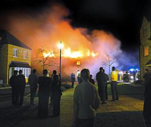 Russell Cottages on fire 2009