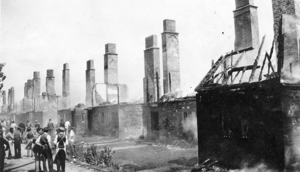 Gordon Russell's cottages after the fire