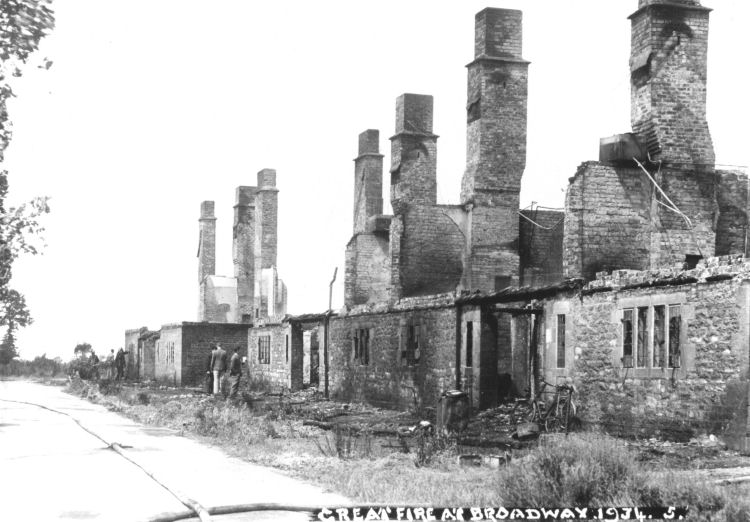Gordon Russell's cottages on the evening of the fire