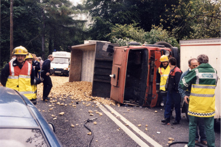 Lorry overturned on Fish Hill Broadway 19-5-94