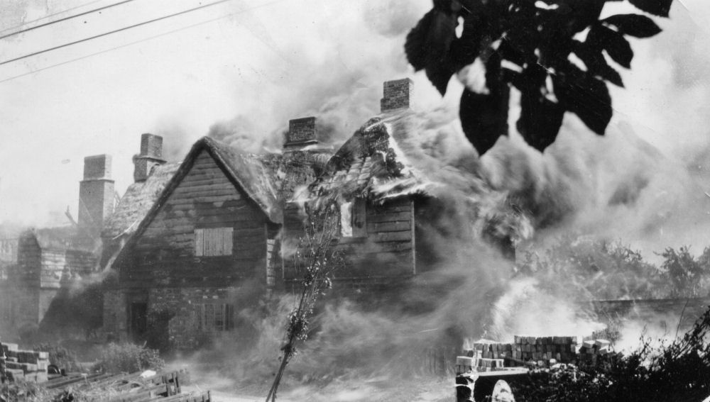 Gordon Russell's cottages well alight  23rd June 1934